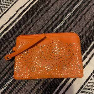 Orange Laser-Cut Wristlet